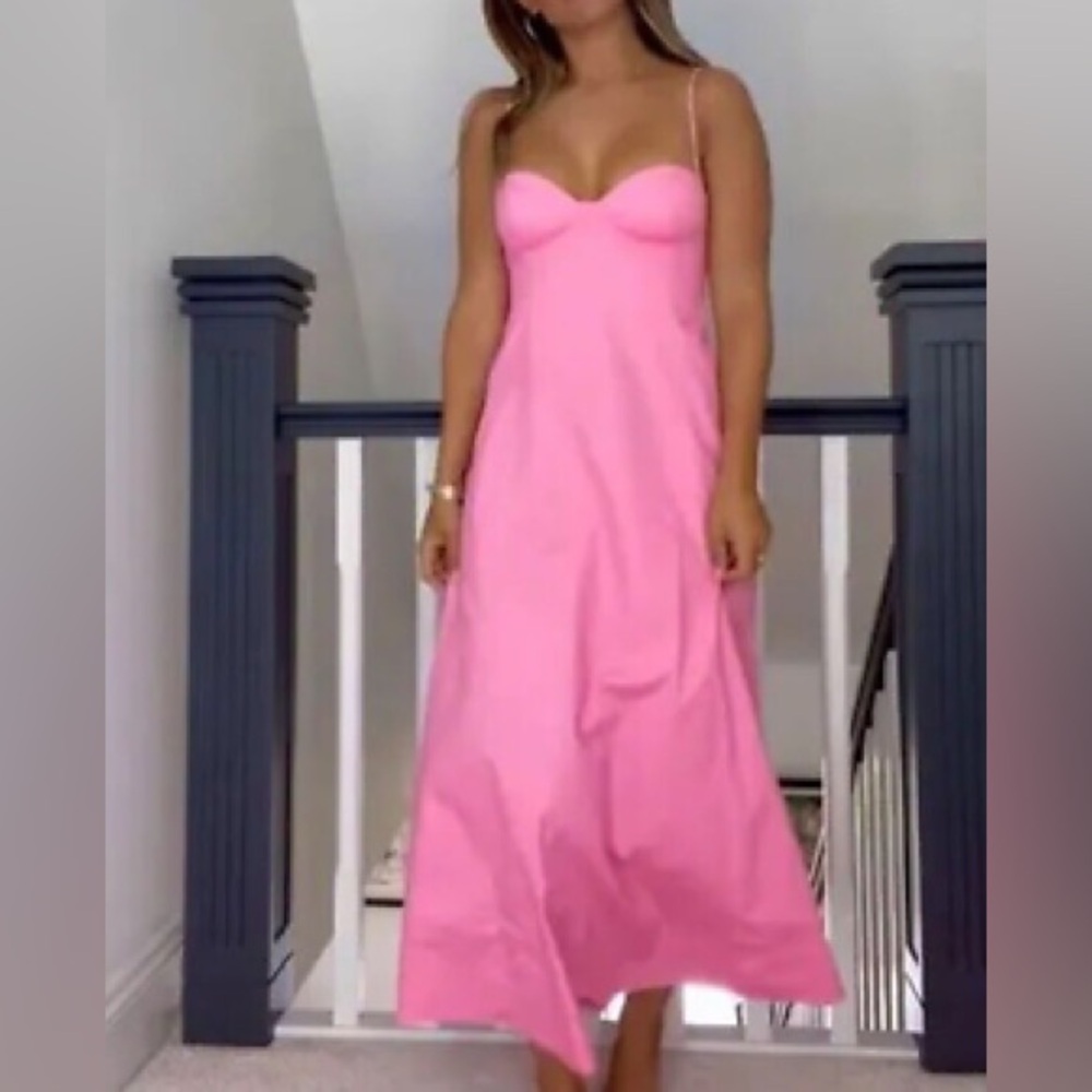 ZARA Pink Poplin Midi Dress